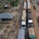 Long line of trucks trapped in gridlock at Amukpe Roundabout in Delta State