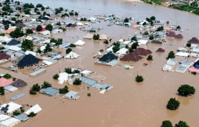 Flooded community in Nigeria as authorities issue warning over rising water levels