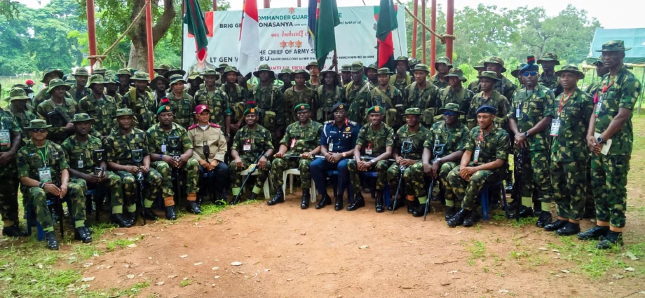 Nigerian Army troops participating in the Guards Brigade Combat Proficiency Competition in Abuja.