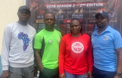 Young squash players compete during the Squash Premier League tournament at the Moshood Abiola National Stadium in Abuja.
