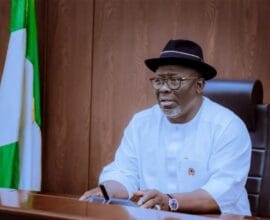 Delta State Governor Sheriff Oborevwori speaking at an official event in Asaba