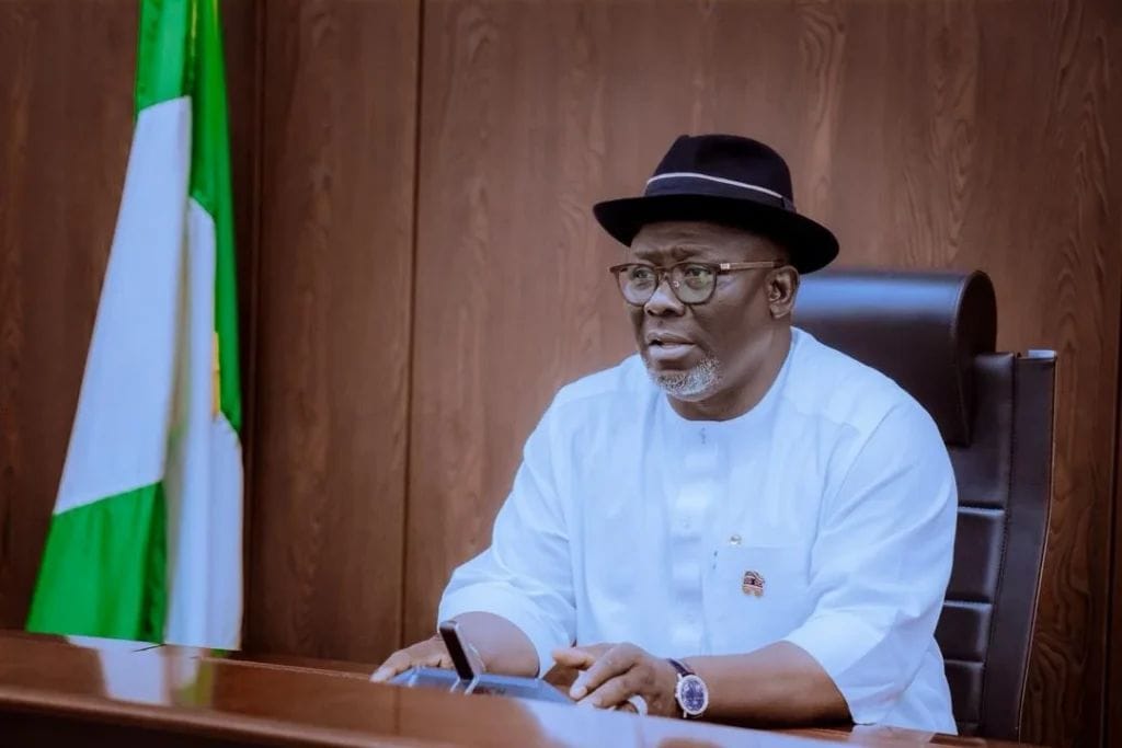 Delta State Governor Sheriff Oborevwori speaking at an official event in Asaba