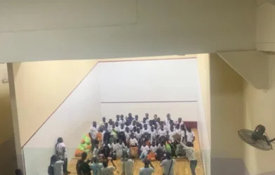 Young Nigerian squash players competing in a junior championship in Abuja.