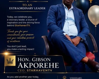Hon. Gibson Akporehe, CEO of StarhavenTV, celebrating his birthday.