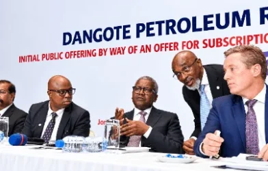 Aliko Dangote at Dangote Refinery IPO signing ceremony