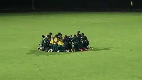 Nigeria Flamingos celebrate their 4-2 victory over Ghana