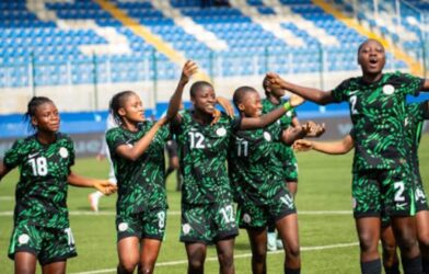 Nigeria Flamingos celebrate their 4-2 victory over Ghana at the WAFU B U17 Girls Cup