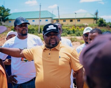 NANS officials inspecting a federal road serving tertiary institutions