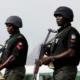 Police operatives during a rescue operation in Benue State
