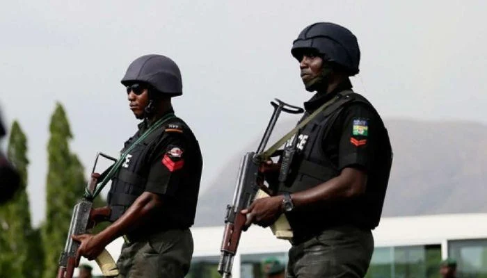 Police operatives during a rescue operation in Benue State