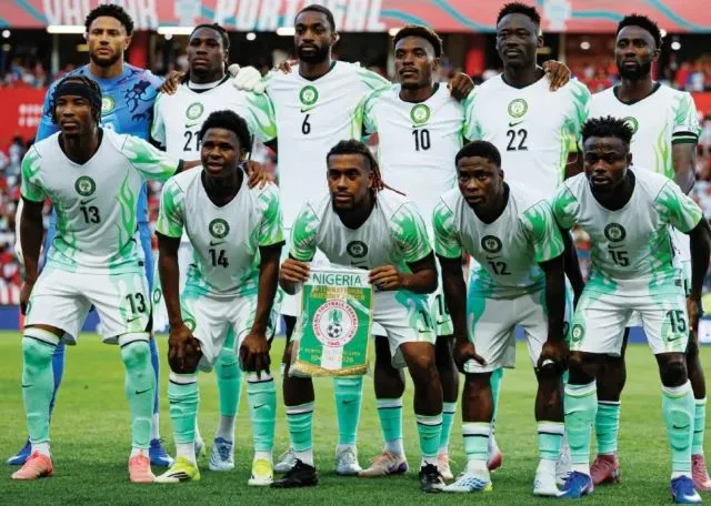Nigeria Super Eagles players preparing for their AFCON 2027 qualifying match against Guinea-Bissau.