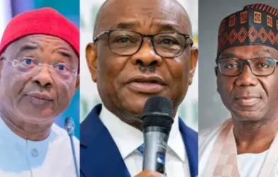 Nyesom Wike and Hope Uzodinma amid Rainbow Coalition dispute