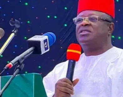 Works Minister Dave Umahi discusses pedestrian bridges and road access with NANS representatives