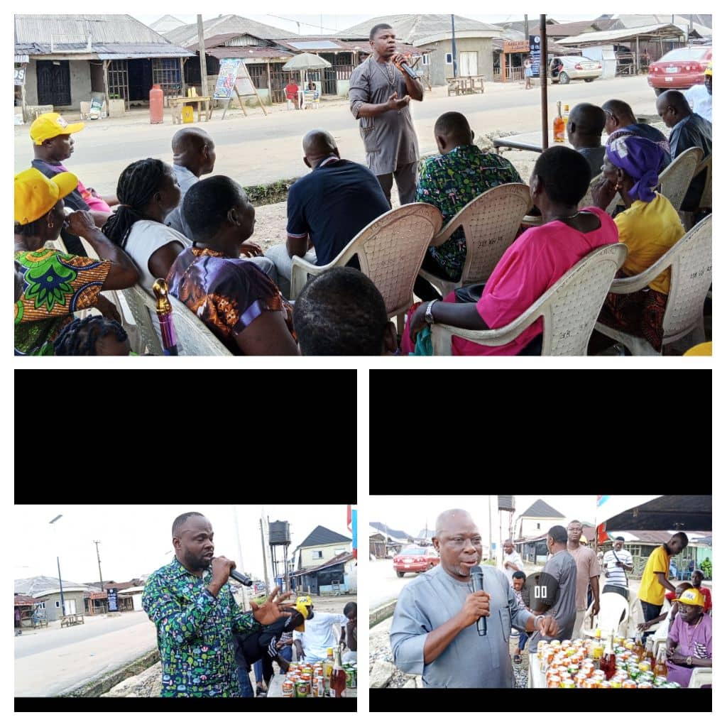 APC members and leaders at a grassroots mobilisation meeting in Okwuowori, Amukpe, Delta State
