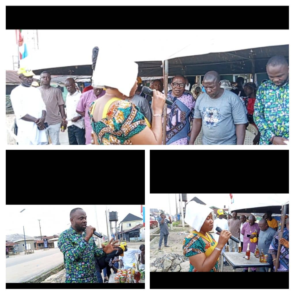 APC members and leaders at a grassroots mobilisation meeting in Okwuowori, Amukpe, Delta State