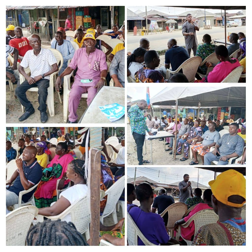 APC members and leaders at a grassroots mobilisation meeting in Okwuowori, Amukpe, Delta State