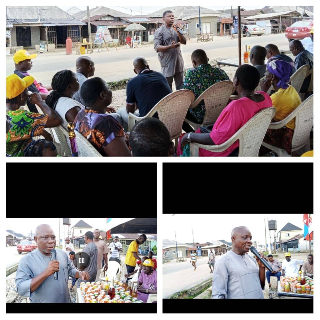 APC members and leaders at a grassroots mobilisation meeting in Okwuowori, Amukpe, Delta State