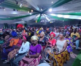 Women leaders at a political gathering in Ugborikoko, Uvwie, Delta State, ahead of a proposed solidarity march.