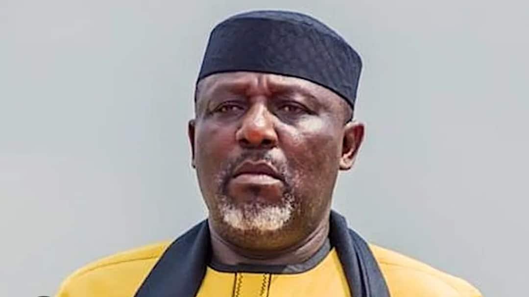 Former Imo State Governor Rochas Okorocha amid reports of his arrest in Abuja.