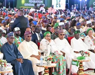 President Bola Tinubu at the inauguration of the APC Presidential Campaign Council in Abuja.