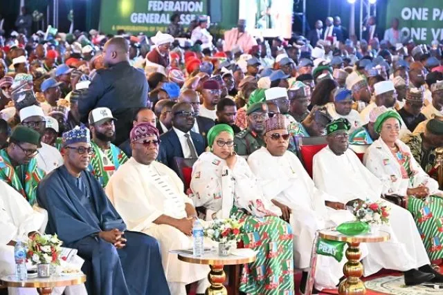 President Bola Tinubu at the inauguration of the APC Presidential Campaign Council in Abuja.