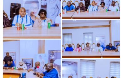 Uvwie Consultative Forum leaders during a courtesy visit to Delta State Governor Sheriff Oborevwori in Osubi.