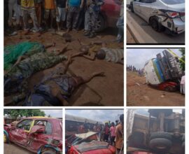 Diesel tanker involved in a reported road crash along the Ojoo-Iwo Road Expressway in Ibadan, Oyo State.