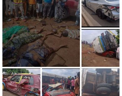 Diesel tanker involved in a reported road crash along the Ojoo-Iwo Road Expressway in Ibadan, Oyo State.