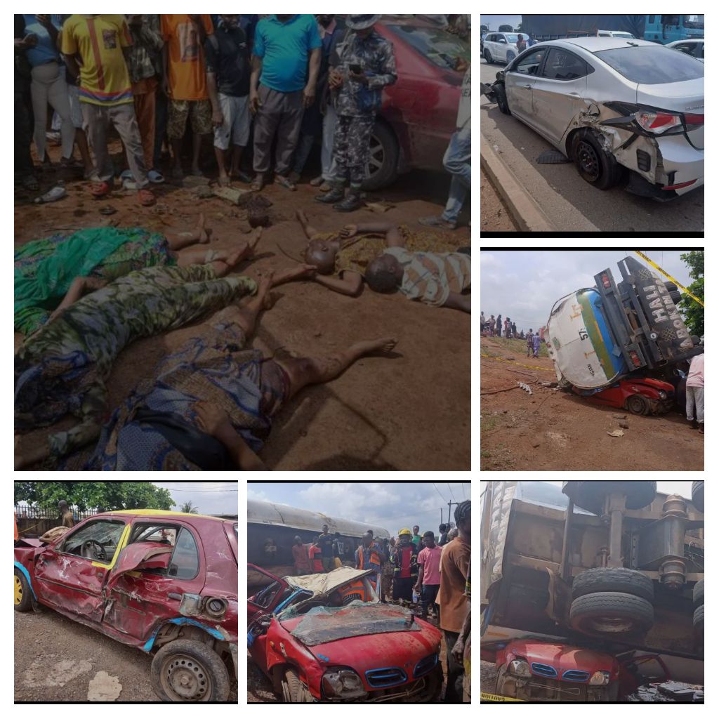 Diesel tanker involved in a reported road crash along the Ojoo-Iwo Road Expressway in Ibadan, Oyo State.
